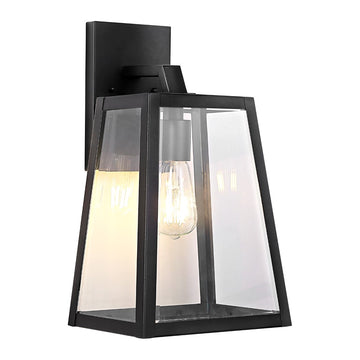 Pasadena 9" Iron/Glass Modern Industrial Angled LED Outdoor Lantern - JONATHAN Y